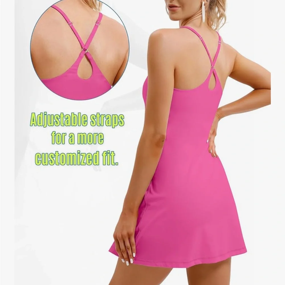 Ewedoos Tennis Dress Athletic Dress Summer Dress Hot Pink Mini size Small
